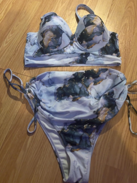 Shein Other - SHEIN Lavender Marble Print Two-Piece Bikini with Gold Accents